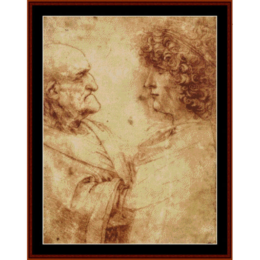 Counted Cross Stitch Pattern: Old Man and a Youth by Leonardo da Vinci - Cross Stitch Collectibles