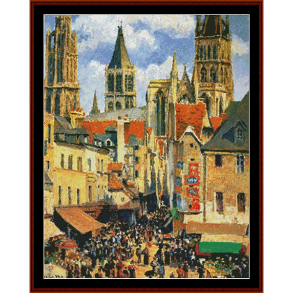 Counted Cross Stitch Pattern: Old Market at Rouen by Camille Pissarro - Cross Stitch Collectibles