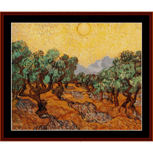 Counted Cross Stitch Pattern: Olive Trees by Vincent Van Gogh - Cross Stitch Collectibles