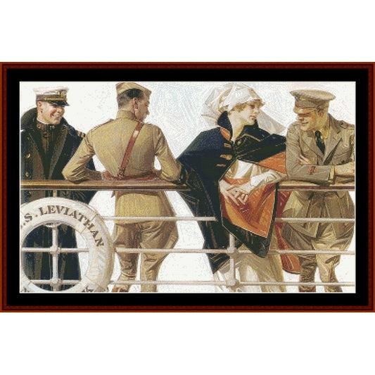 Counted Cross Stitch Pattern: On the Leviathan by J.C. Leyendecker - Cross Stitch Collectibles
