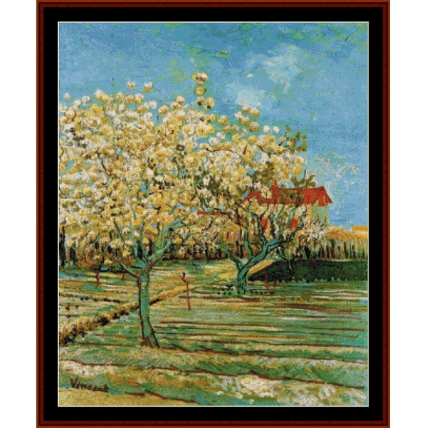 Counted Cross Stitch Pattern: Orchard in Blossom, 1888 by Vincent Van Gogh - Cross Stitch Collectibles