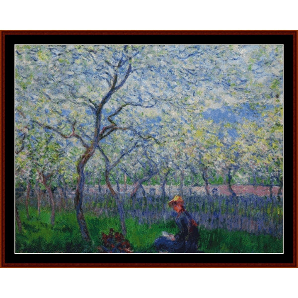 Counted Cross Stitch Pattern: Orchard in Spring by Claude Monet - Cross Stitch Collectibles