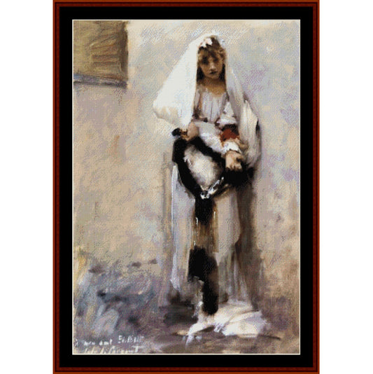 Counted Cross Stitch Pattern: Parisian Beggar Girl by John Singer Sargent - Cross Stitch Collectibles