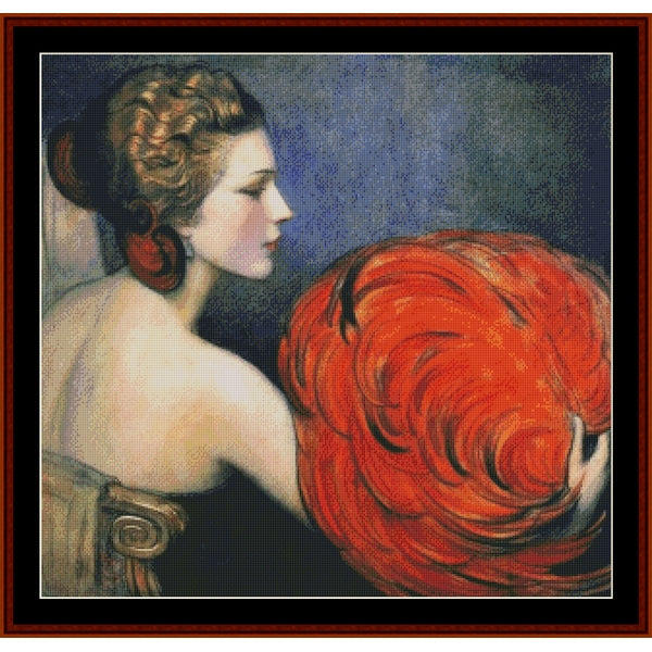 Counted Cross Stitch Pattern: Peacock Feathers by Wladyslaw Theodor Benda - Cross Stitch Collectibles