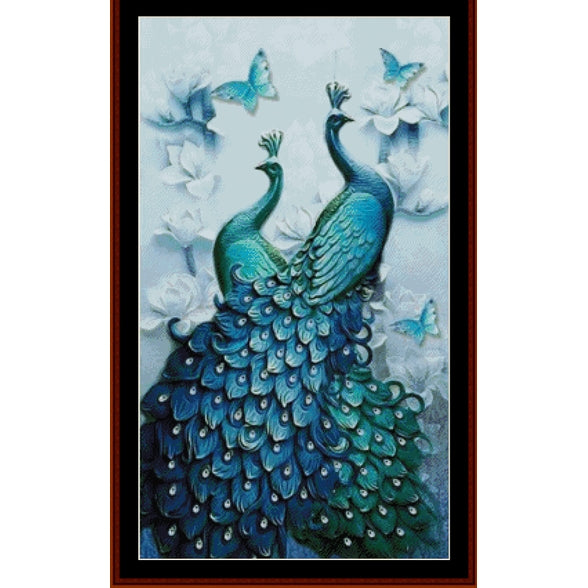 Counted Cross Stitch Pattern: Peacock Heaven, Fantasy - Cross Stitch Collectibles