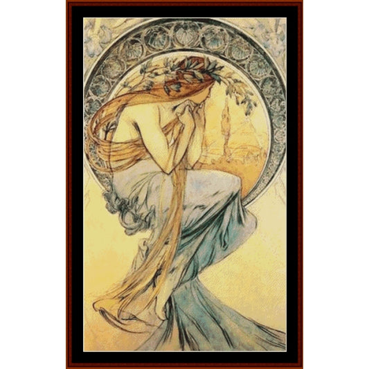 Counted Cross Stitch Pattern: Poetry II by Alphonse Mucha - Cross Stitch Collectibles