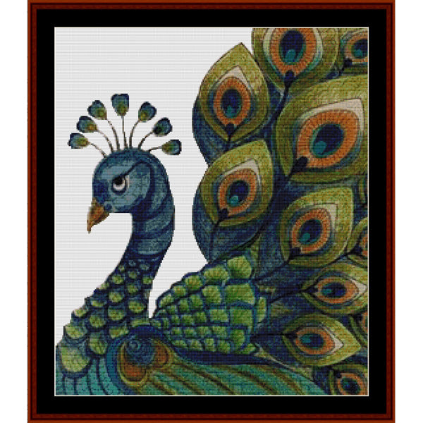 Counted Cross Stitch Pattern: Poised Peacock, Fantasy - Cross Stitch Collectibles