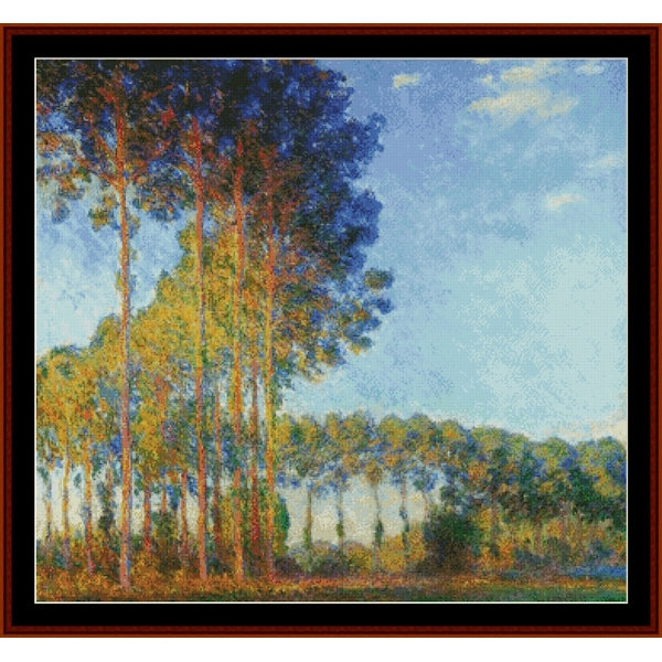 Counted Cross Stitch Pattern: Poplars on the Epte by Claude Monet - Cross Stitch Collectibles