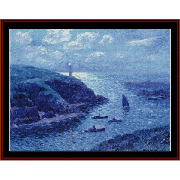 Counted Cross Stitch Pattern: Port of Dolan, Night by Henry Moret - Cross Stitch Collectibles