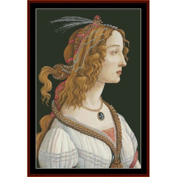 Counted Cross Stitch Pattern: Portrait of a Woman II by Sandro Botticelli - Cross Stitch Collectibles