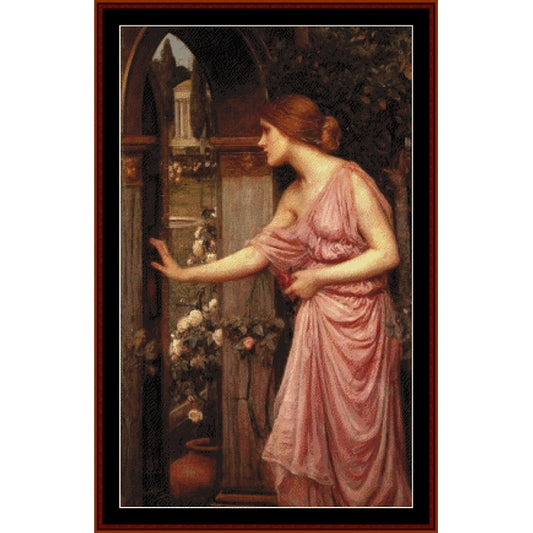 Counted Cross Stitch Pattern – Psyche Entering Cupid's Garden by J.W. Waterhouse - Cross Stitch Collectibles