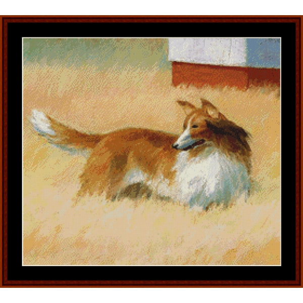 Counted Cross Stitch Pattern – Rough Collie by Edward Hopper - Cross Stitch Collectibles