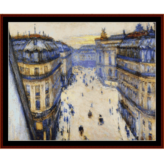 Counted Cross Stitch Pattern – Rue Halevy from the Sixth Floor by Gustave Caillebotte - Cross Stitch Collectibles