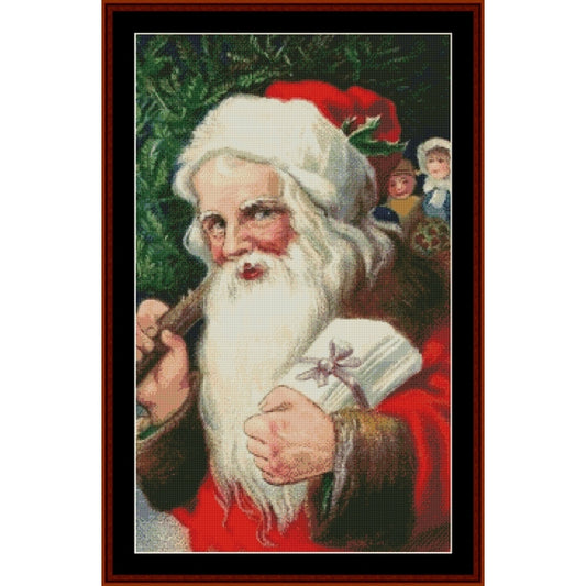 Counted Cross Stitch Pattern – Santa with Gifts, Holiday - Cross Stitch Collectibles