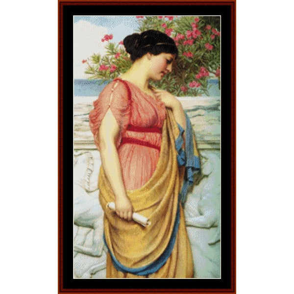 Counted Cross Stitch Pattern – Sappho by J.W. Godward - Cross Stitch Collectibles