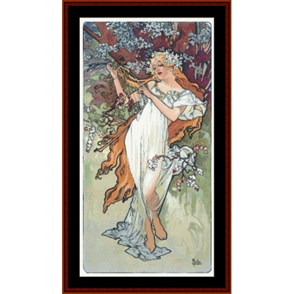Counted Cross Stitch Pattern – Seasons, 1896, Spring by Alphonse Mucha - Cross Stitch Collectibles