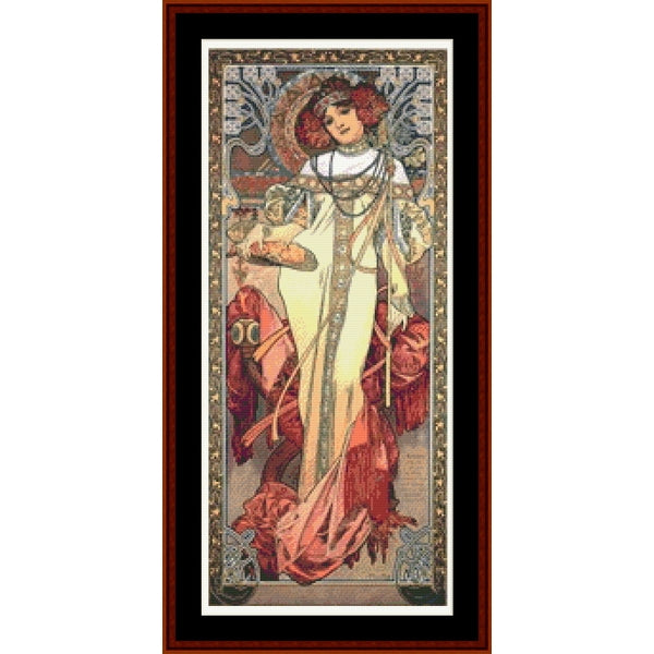Counted Cross Stitch Pattern – Seasons, 1900, Autumn by Alphonse Mucha - Cross Stitch Collectibles