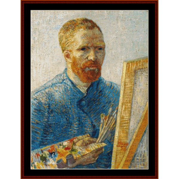 Counted Cross Stitch Pattern – Self Portrait at Easel by Vincent Van Gogh - Cross Stitch Collectibles