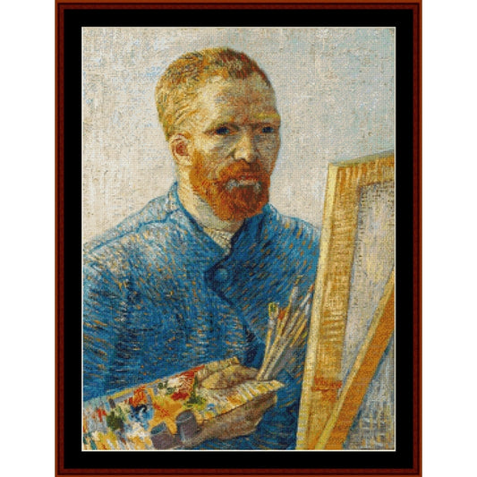 Counted Cross Stitch Pattern – Self Portrait at Easel by Vincent Van Gogh - Cross Stitch Collectibles