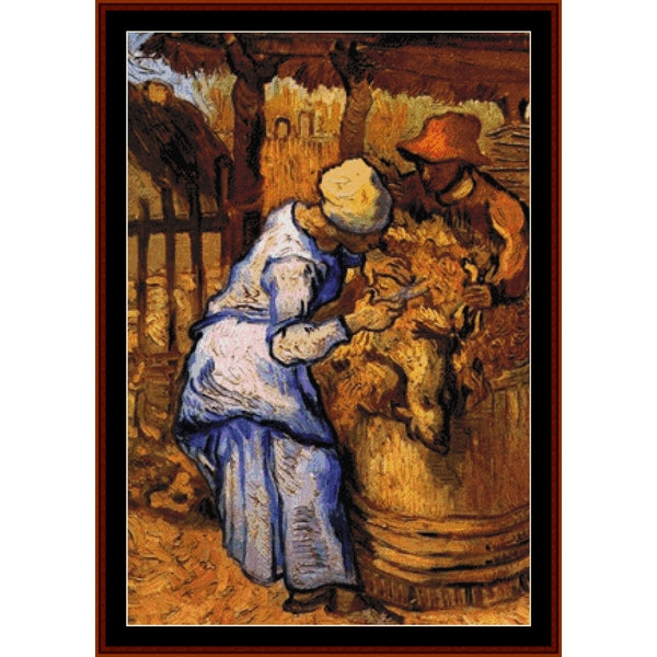 Counted Cross Stitch Pattern – Sheep Shearers by Vincent Van Gogh - Cross Stitch Collectibles