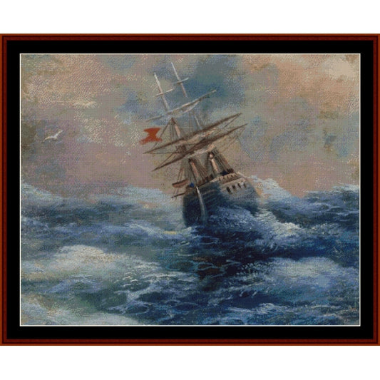 Counted Cross Stitch Pattern – Ship on the Sea by Ivan Aivazovsky - Cross Stitch Collectibles