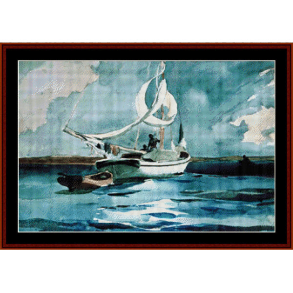 Counted Cross Stitch Pattern – Sloop, Nassau by Winslow Homer - Cross Stitch Collectibles