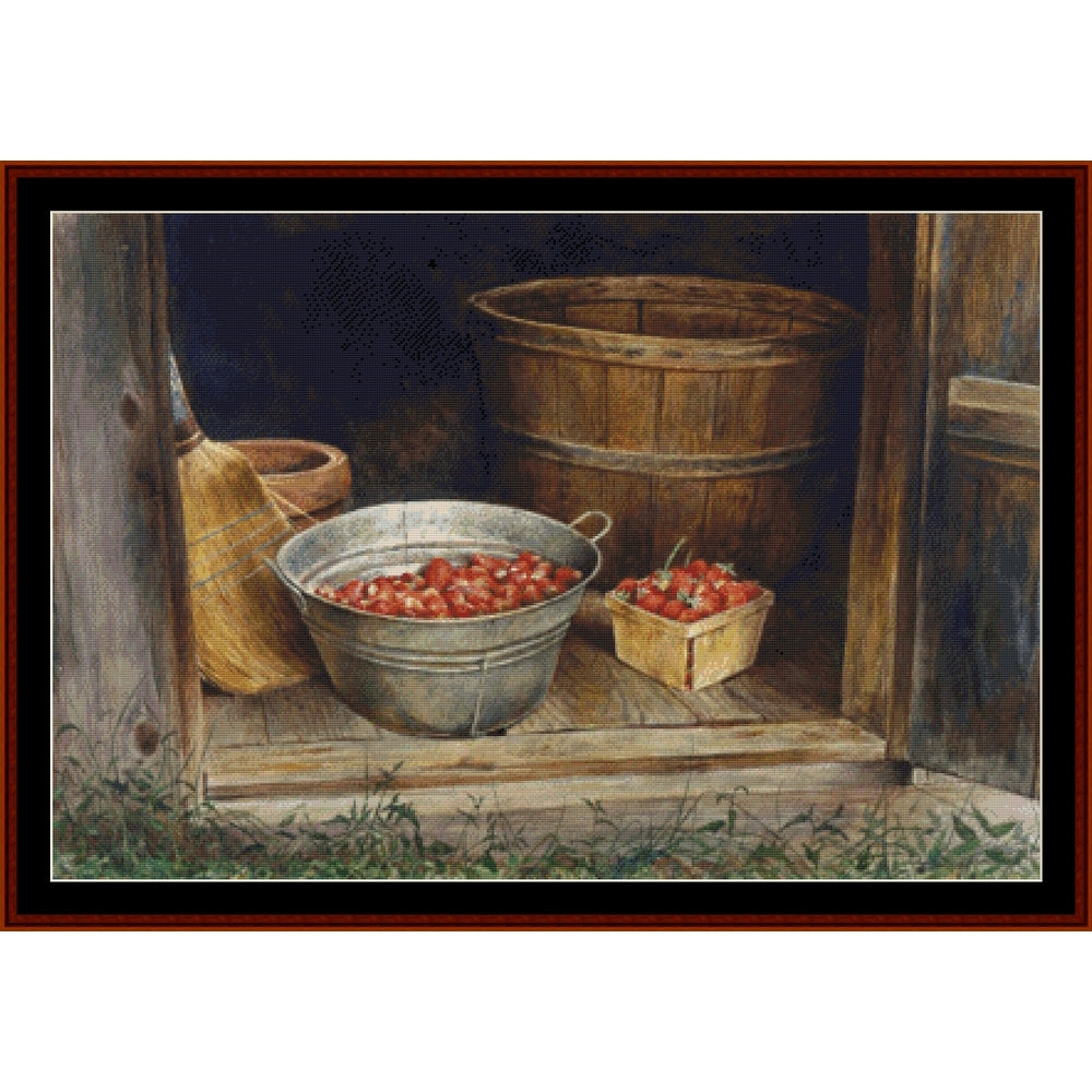Counted Cross Stitch Pattern – Smokehouse Strawberries, Americana - Cross Stitch Collectibles