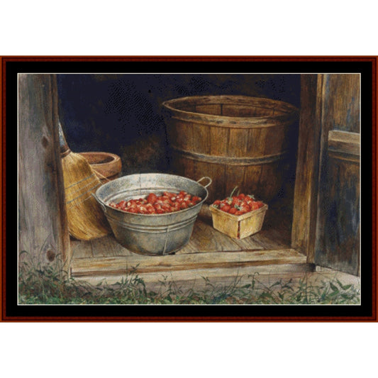 Counted Cross Stitch Pattern – Smokehouse Strawberries, Americana - Cross Stitch Collectibles