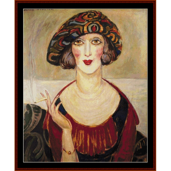 Counted Cross Stitch Pattern – Smoking by Gerda Wegener - Cross Stitch Collectibles
