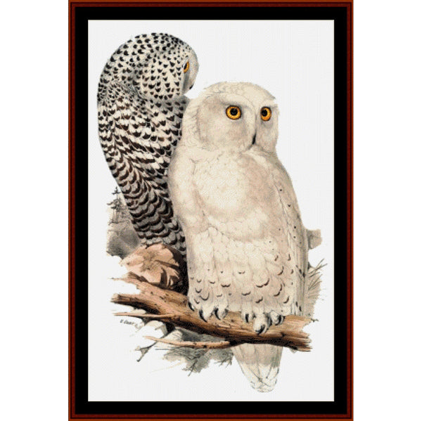 Counted Cross Stitch Pattern – Snowy Owls, Wildlife - Cross Stitch Collectibles