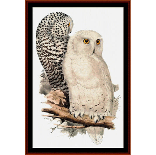 Counted Cross Stitch Pattern – Snowy Owls, Wildlife - Cross Stitch Collectibles