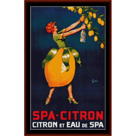 Counted Cross Stitch Pattern – Spa Citron, Vintage Poster - Cross Stitch Collectibles