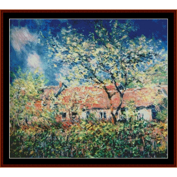 Counted Cross Stitch Pattern – Springtime at Giverny by Claude Monet - Cross Stitch Collectibles