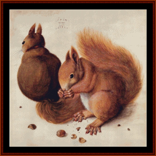 Counted Cross Stitch Pattern – Squirrels by Albrecht Durer - Cross Stitch Collectibles