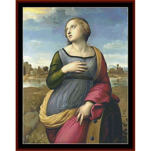Counted Cross Stitch Pattern – St. Catherine of Alexandria by Raphael - Cross Stitch Collectibles