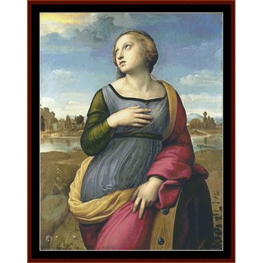 Counted Cross Stitch Pattern – St. Catherine of Alexandria by Raphael - Cross Stitch Collectibles