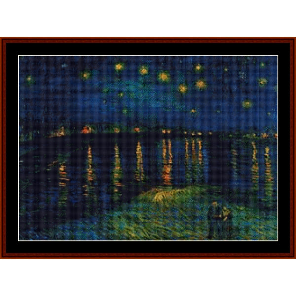 Counted Cross Stitch Pattern – Starlight Over the Rhone by Vincent Van Gogh - Cross Stitch Collectibles