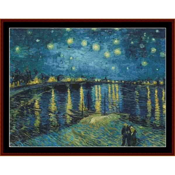 Counted Cross Stitch Pattern – Starry Night Over the Rhone II by Vincent Van Gogh - Cross Stitch Collectibles