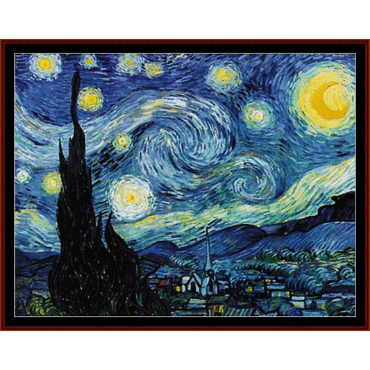 Counted Cross Stitch Pattern – Starry Night by Vincent Van Gogh - Cross Stitch Collectibles
