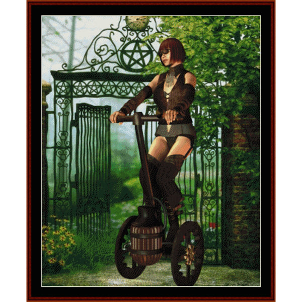 Counted Cross Stitch Pattern – Steampunk Vehicle, Fantasy - Cross Stitch Collectibles