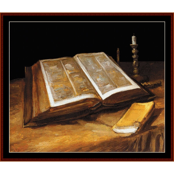 Counted Cross Stitch Pattern – Still Life with Bible by Vincent Van Gogh - Cross Stitch Collectibles