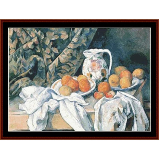 Counted Cross Stitch Pattern – Still Life with Drapery by Paul Cezanne - Cross Stitch Collectibles