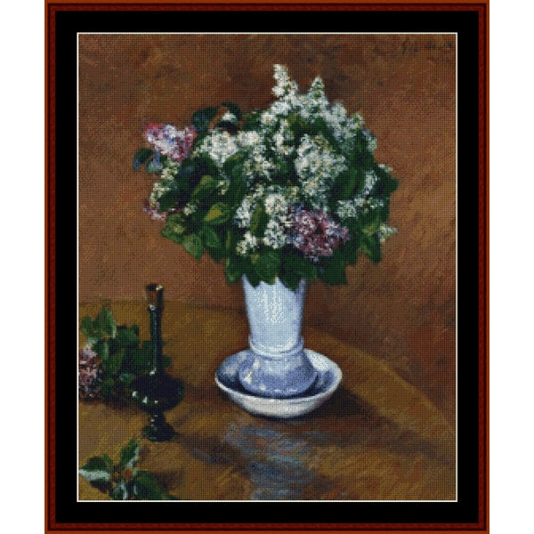 Counted Cross Stitch Pattern – Still Life with Lilacs by Gustave Caillebotte - Cross Stitch Collectibles