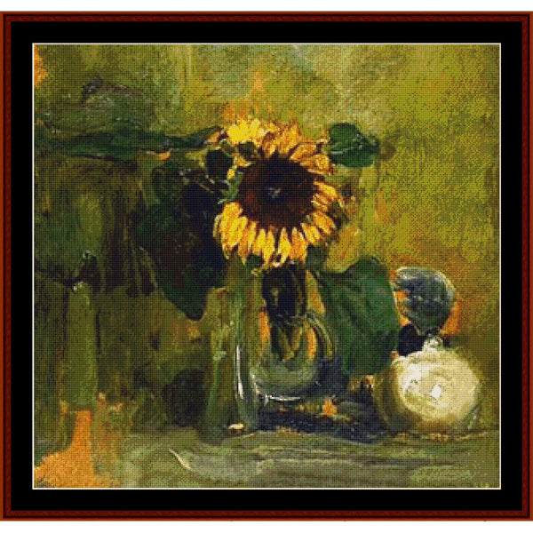 Counted Cross Stitch Pattern – Still Life with Sunflower by Piet Mondrian - Cross Stitch Collectibles
