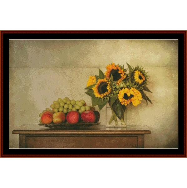 Counted Cross Stitch Pattern – Still Life with Sunflowers, Vintage Art - Cross Stitch Collectibles