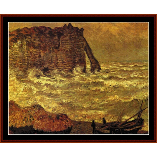 Counted Cross Stitch Pattern – Stormy Sea at Etretat by Claude Monet - Cross Stitch Collectibles