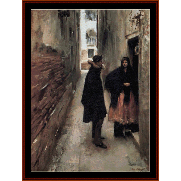 Counted Cross Stitch Pattern – Street in Venice II by J.S. Sargent - Cross Stitch Collectibles