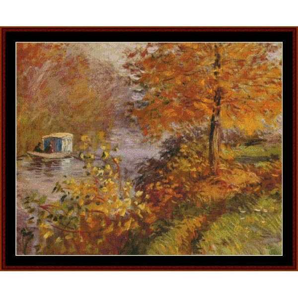 Counted Cross Stitch Pattern – Studio Boat, 1896 by Claude Monet - Cross Stitch Collectibles