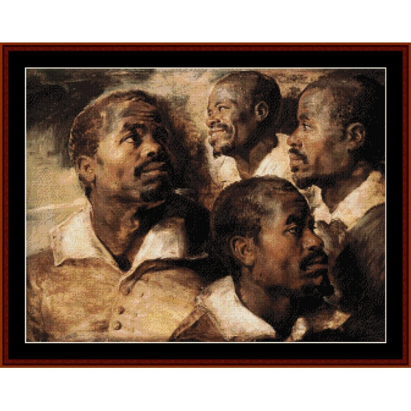 Counted Cross Stitch Pattern – Study, Four Heads by Peter Paul Rubens - Cross Stitch Collectibles