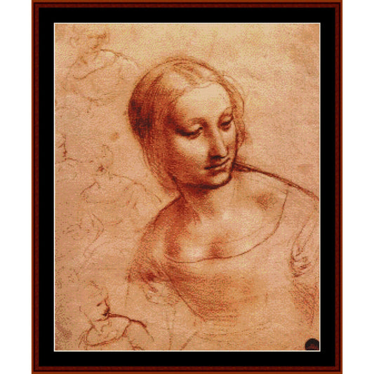Counted Cross Stitch Pattern – Study for the Madonna with Yarnwinder by Leonardo da Vinci - Cross Stitch Collectibles